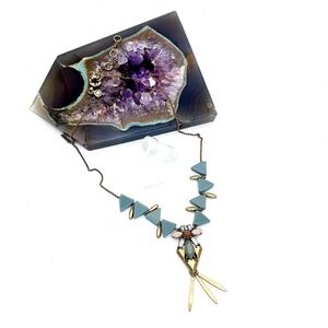 J. Crew Blue+Gold Geometric Statement Necklace